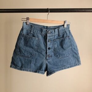 Vintage 70's Blue Denim High Waisted Sailor Shorts